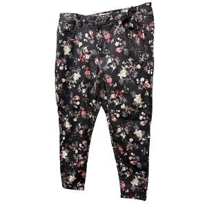 Lane Bryant Black Floral Straight Leg Jeans